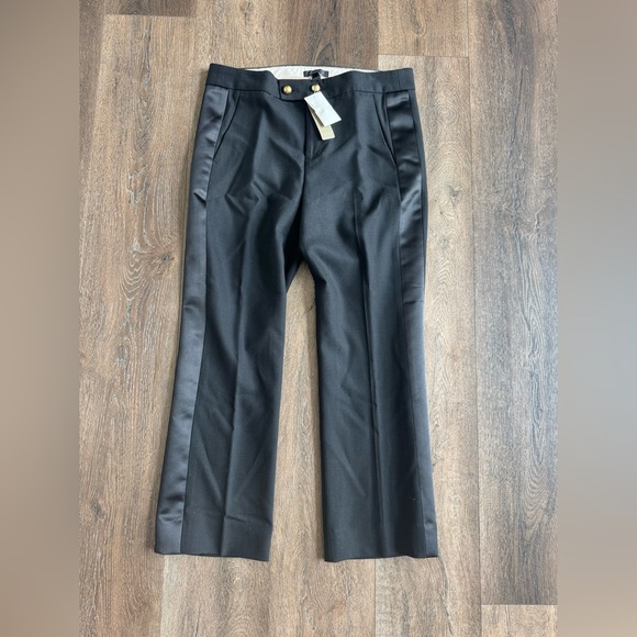 J. Crew Pants - J. Crew black pants with satin side detail. New! Gold buttons.  Women’s size 4.